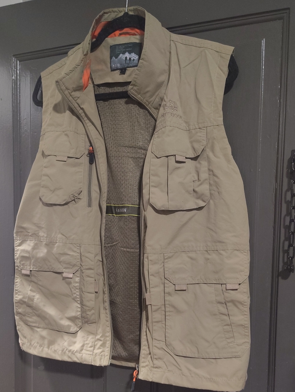 Men's Khaki Field Vest - Lightweight Utility Jacket